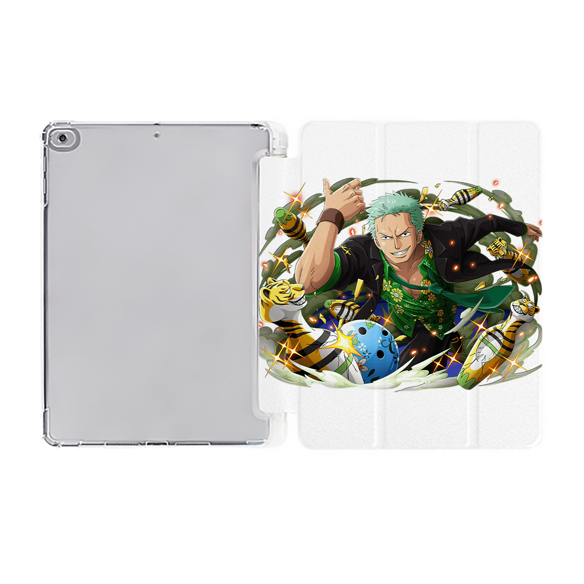 （画像用） ワンピース ロロノア・ゾロ ONE PIECE Roronoa Zoro IPad ケース ペン収納付き 三つ折りスタンド PUレザー×シリコン 対応機種9.5/10.5/10.9インチ